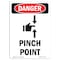 Signmission OSHA Danger Sign, Pinch Point, 7in X 5in Decal, 5" W, 7" L, Portrait, OS-DS-D-57-V-1528 OS-DS-D-57-V-1528 - alternate 1